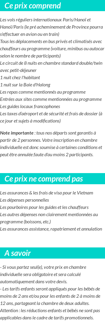 Conditions tarifaires