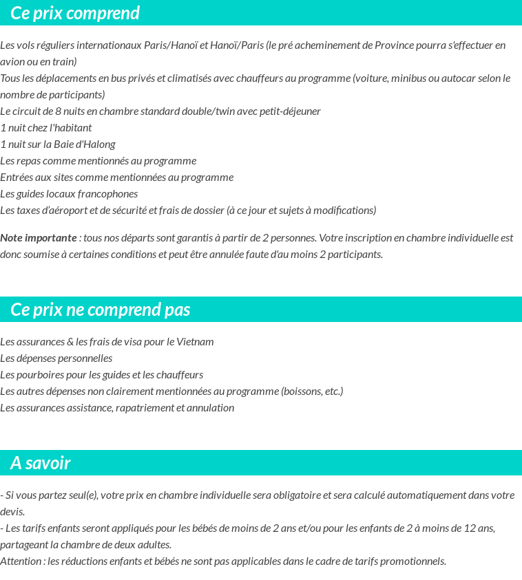 Conditions tarifaires