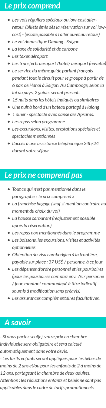 Conditions tarifaires