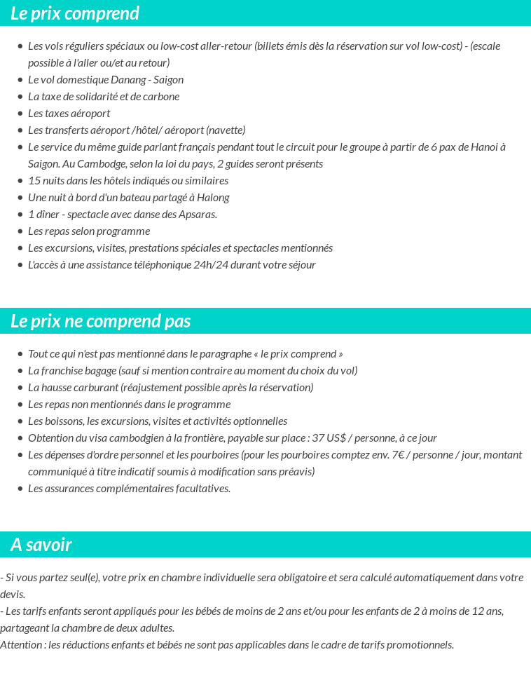 Conditions tarifaires