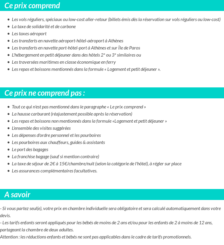 Conditions tarifaires