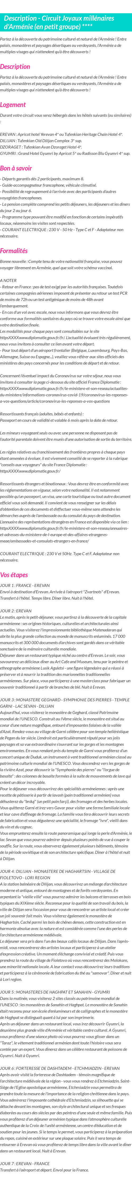 Détails du séjour