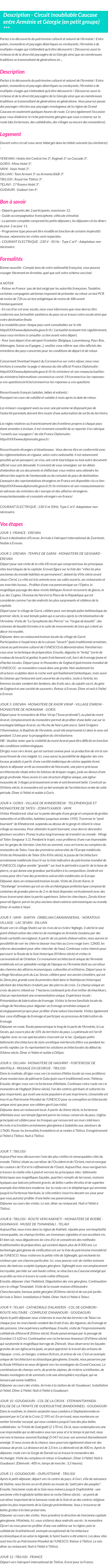 Détails du séjour