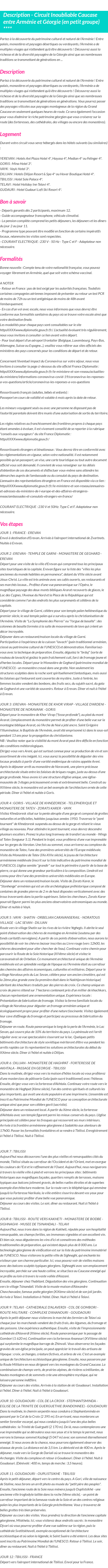 Détails du séjour