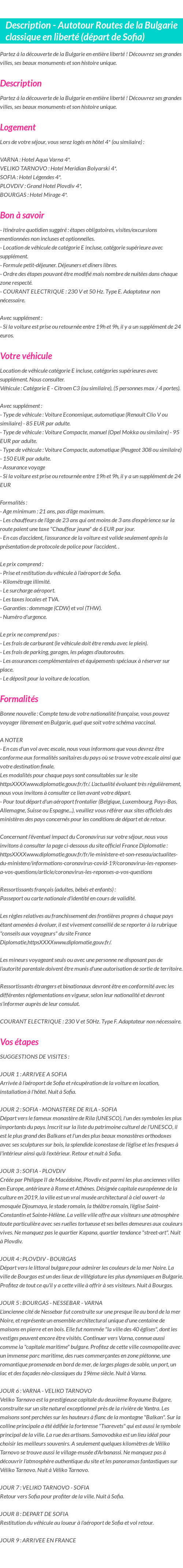 Détails du séjour