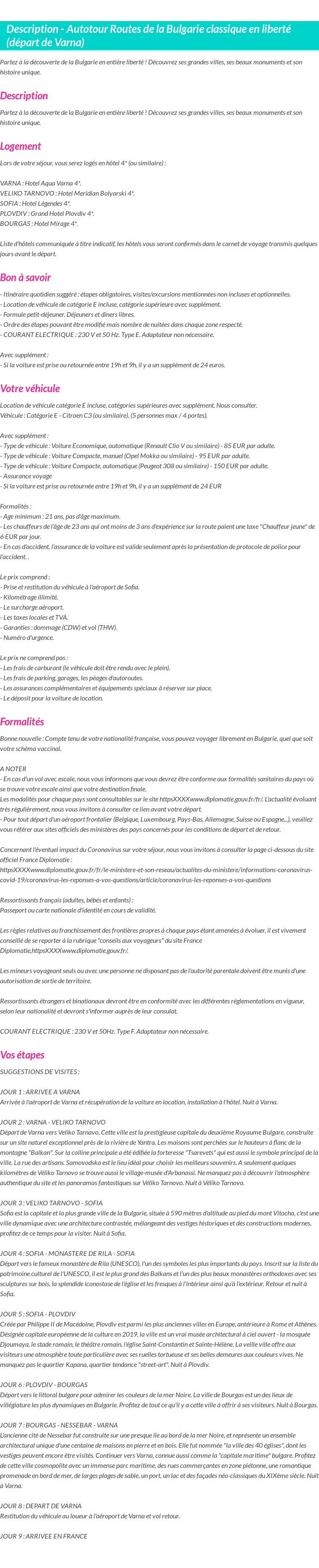 Détails du séjour