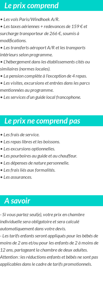 Conditions tarifaires