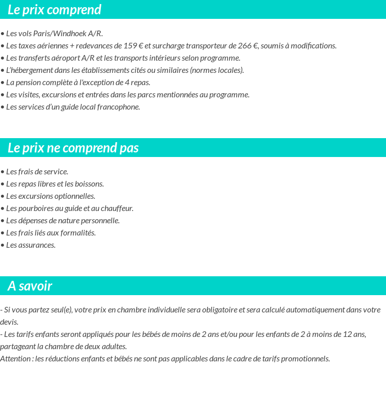 Conditions tarifaires