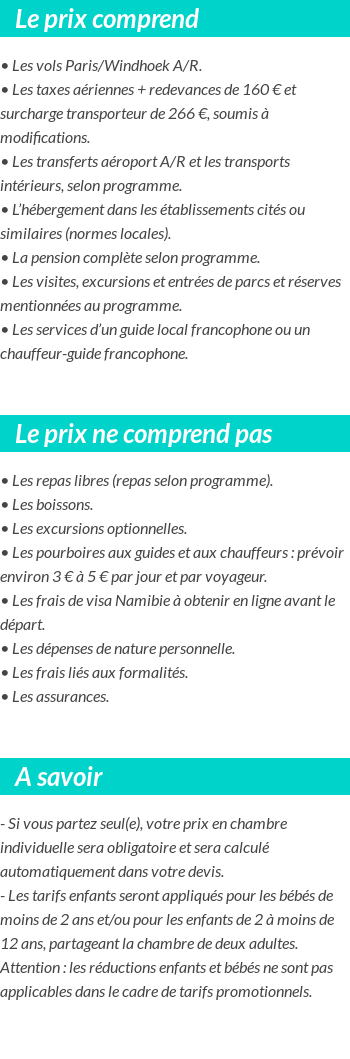 Conditions tarifaires
