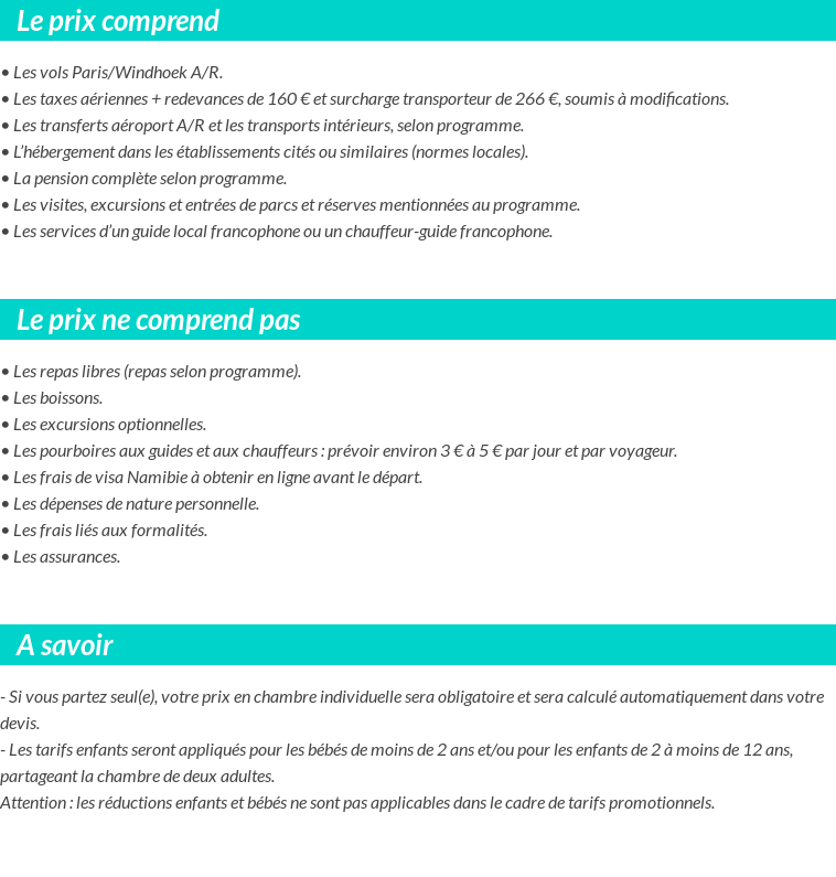 Conditions tarifaires