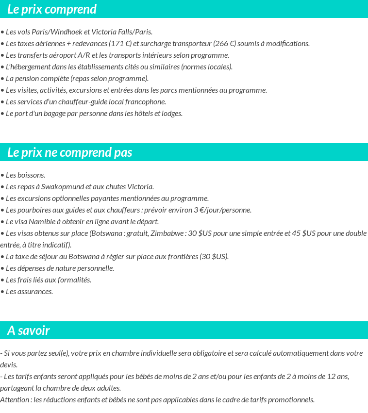 Conditions tarifaires