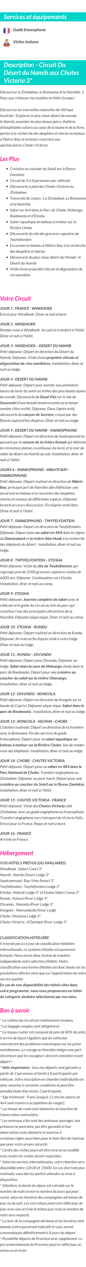 Détails du séjour
