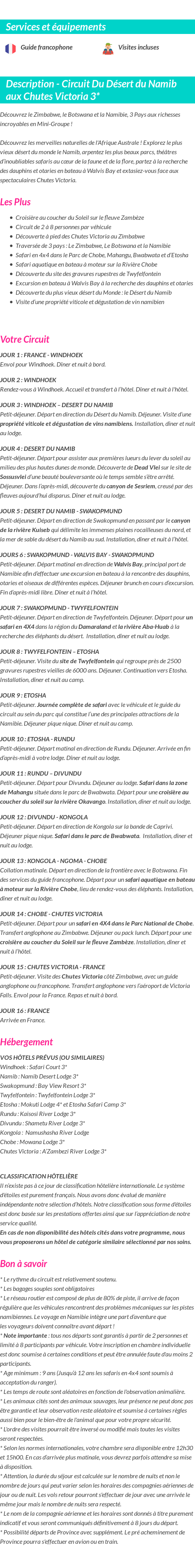 Détails du séjour