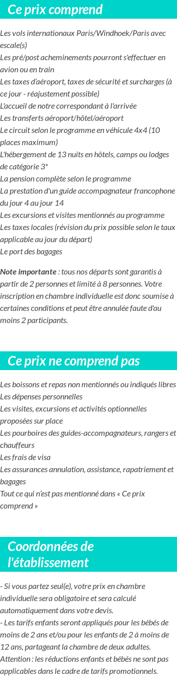 Conditions tarifaires