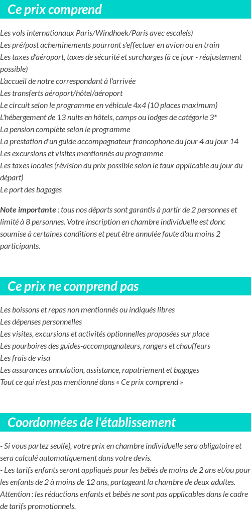 Conditions tarifaires