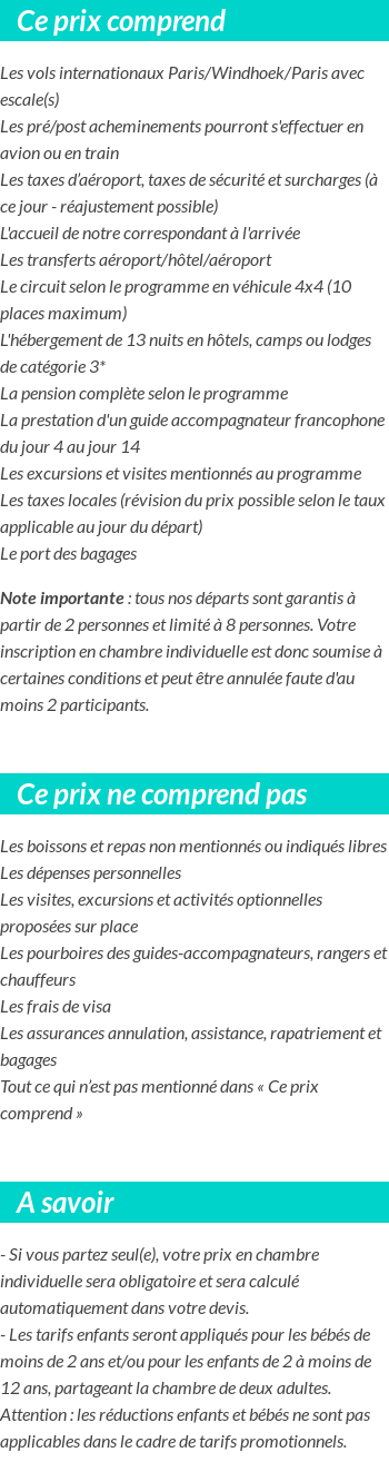 Conditions tarifaires