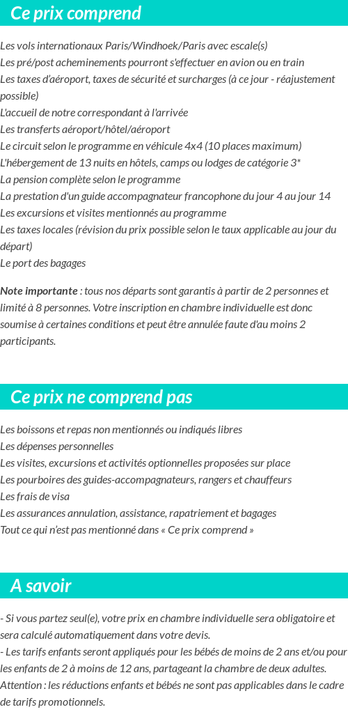 Conditions tarifaires