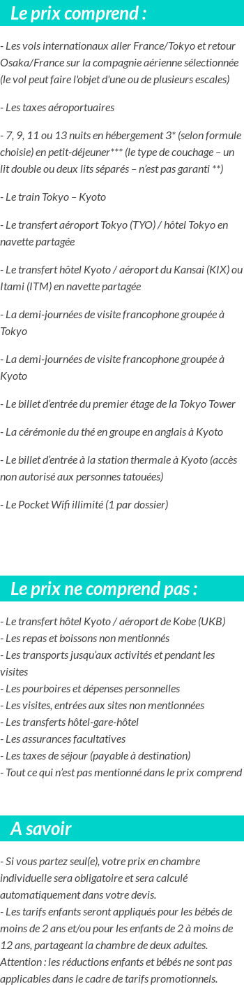 Conditions tarifaires