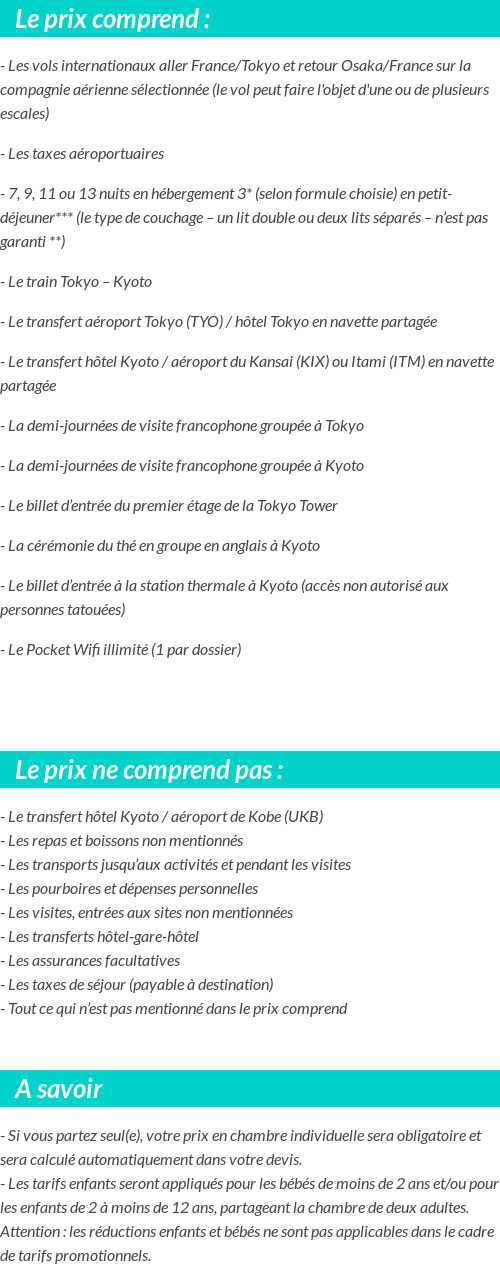 Conditions tarifaires