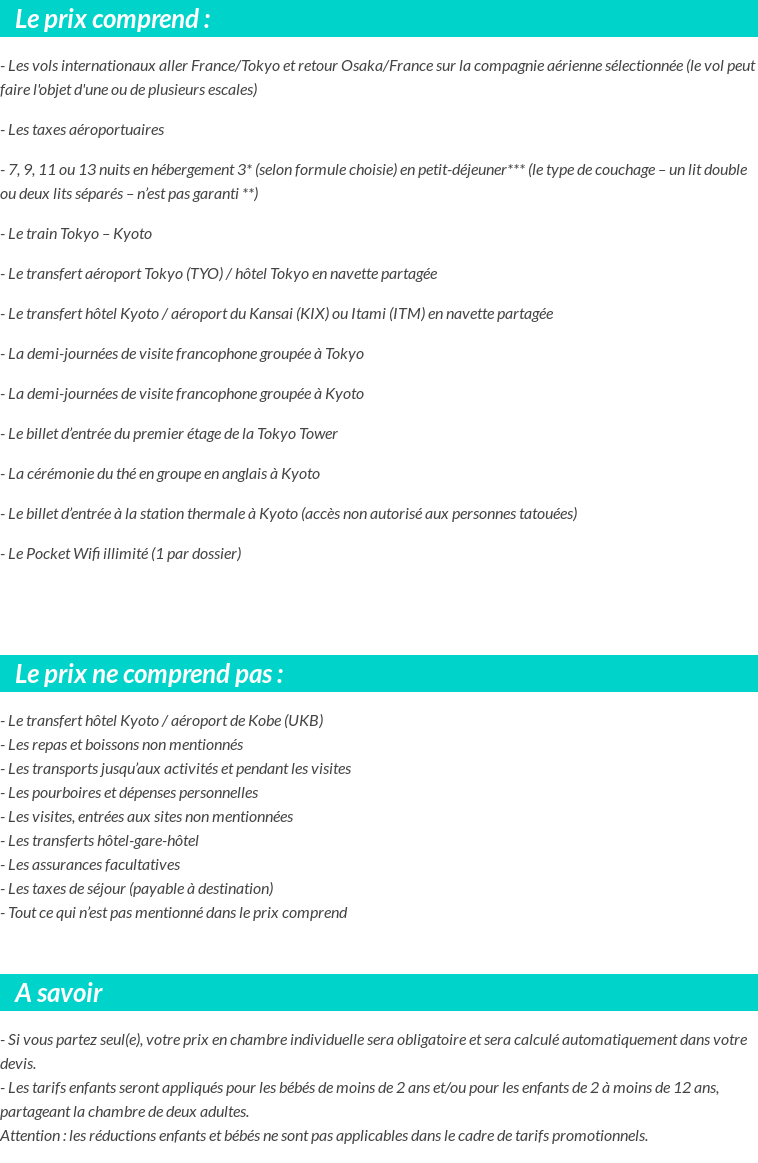 Conditions tarifaires