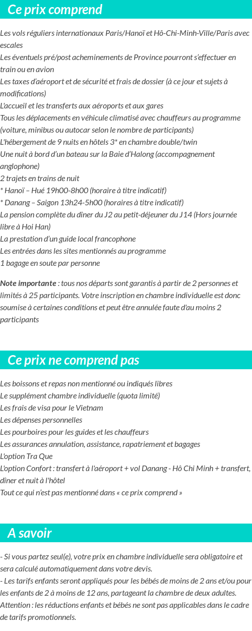 Conditions tarifaires