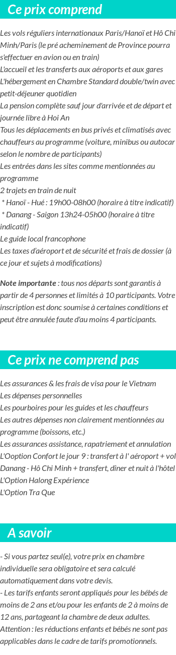 Conditions tarifaires