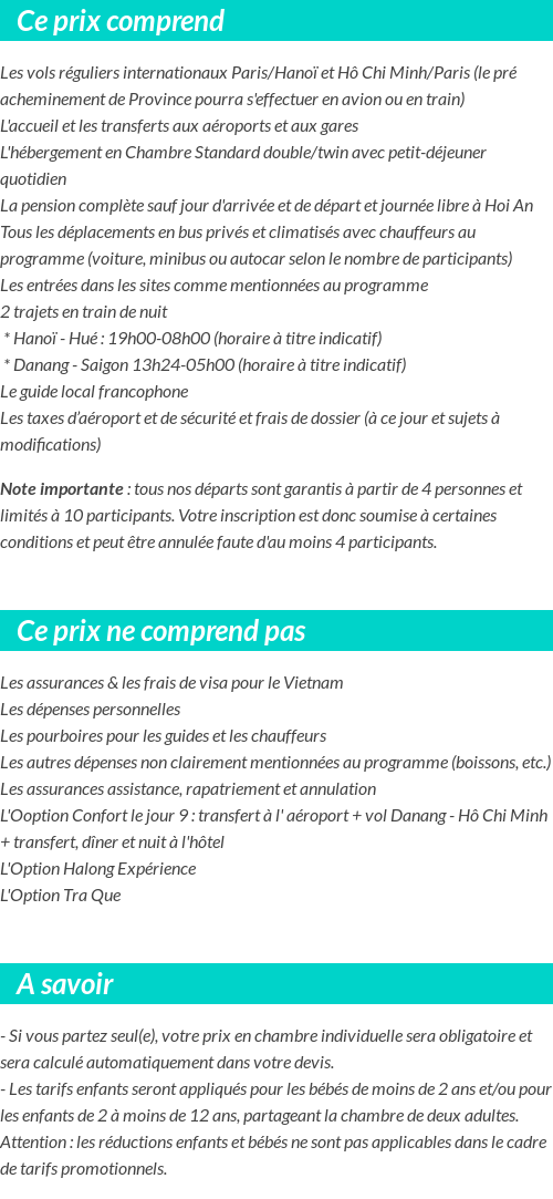 Conditions tarifaires