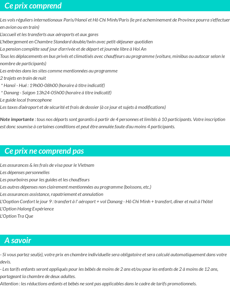 Conditions tarifaires