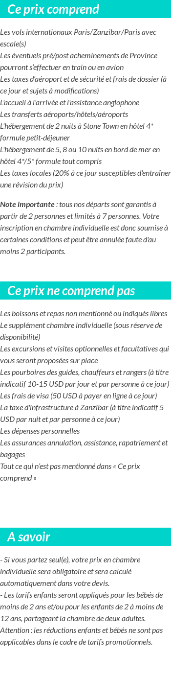 Conditions tarifaires