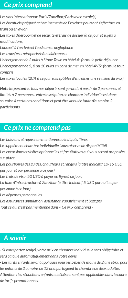 Conditions tarifaires