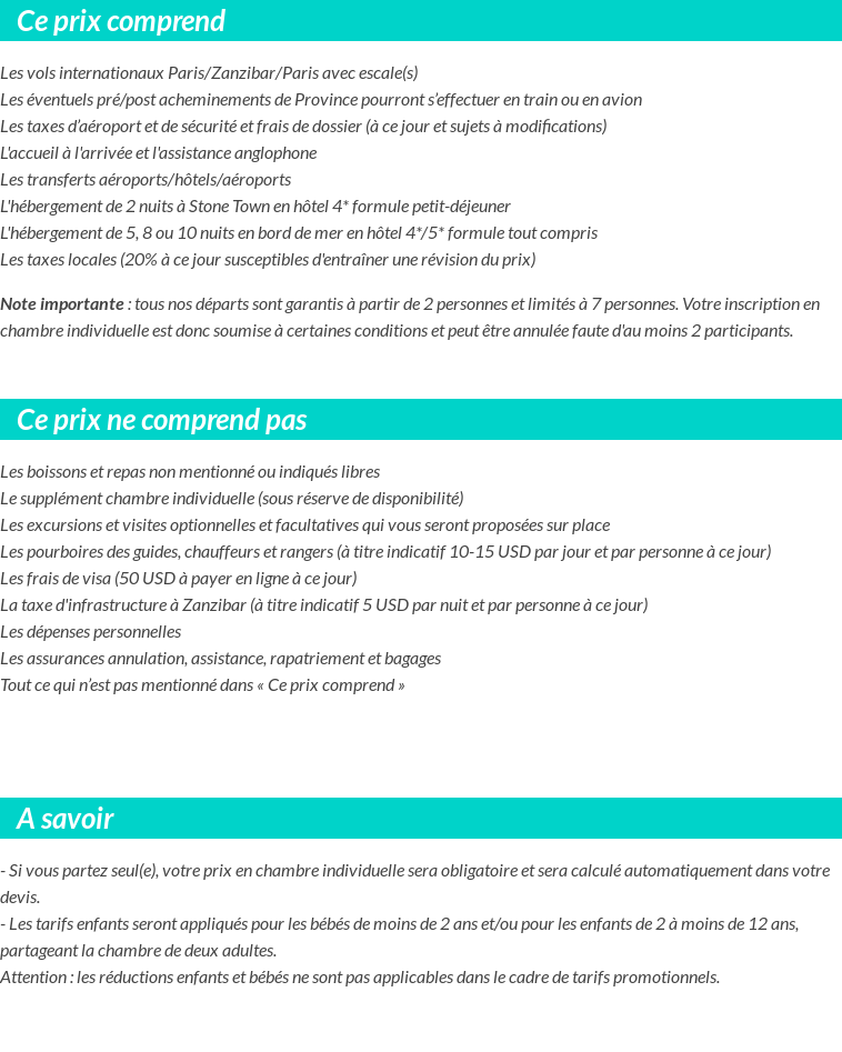 Conditions tarifaires
