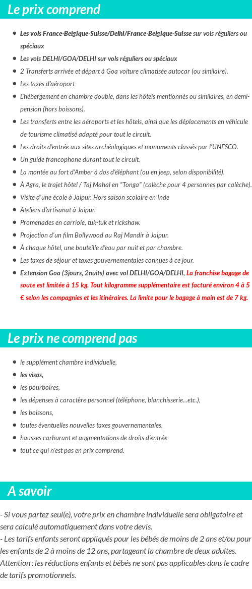 Conditions tarifaires