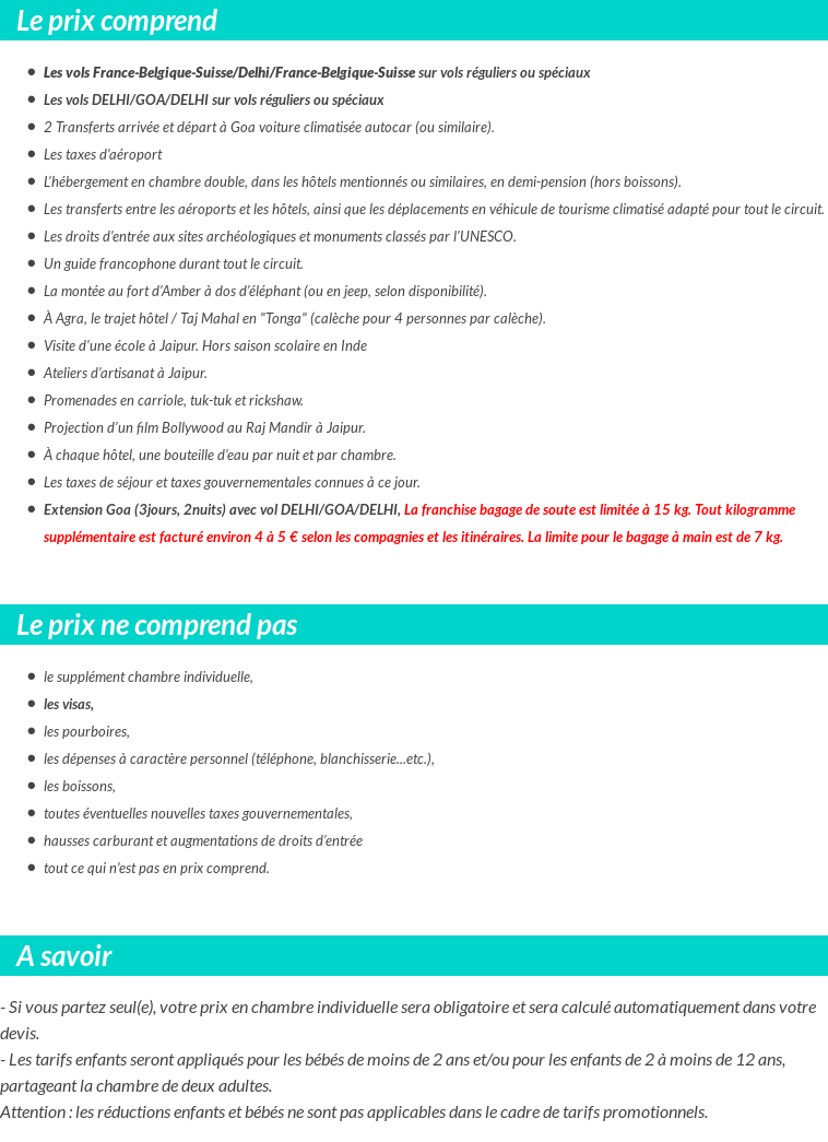 Conditions tarifaires