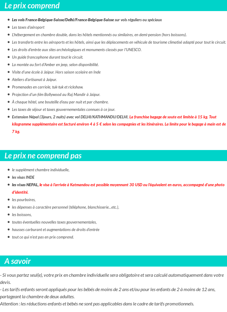 Conditions tarifaires