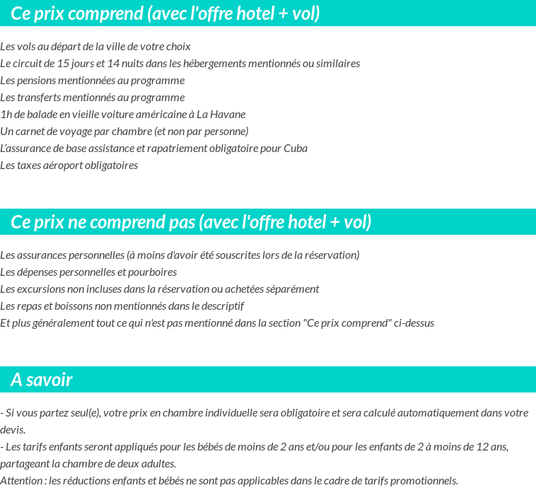 Conditions tarifaires