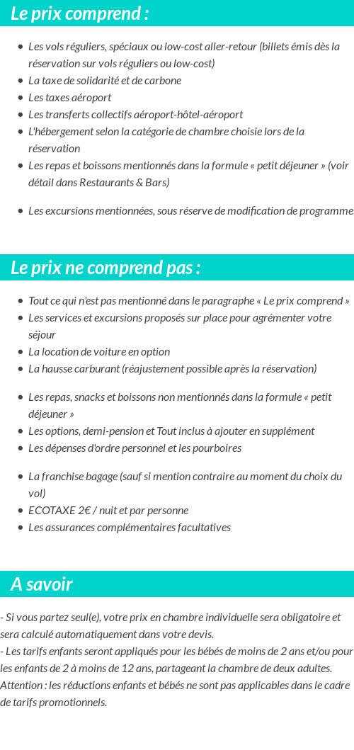 Conditions tarifaires