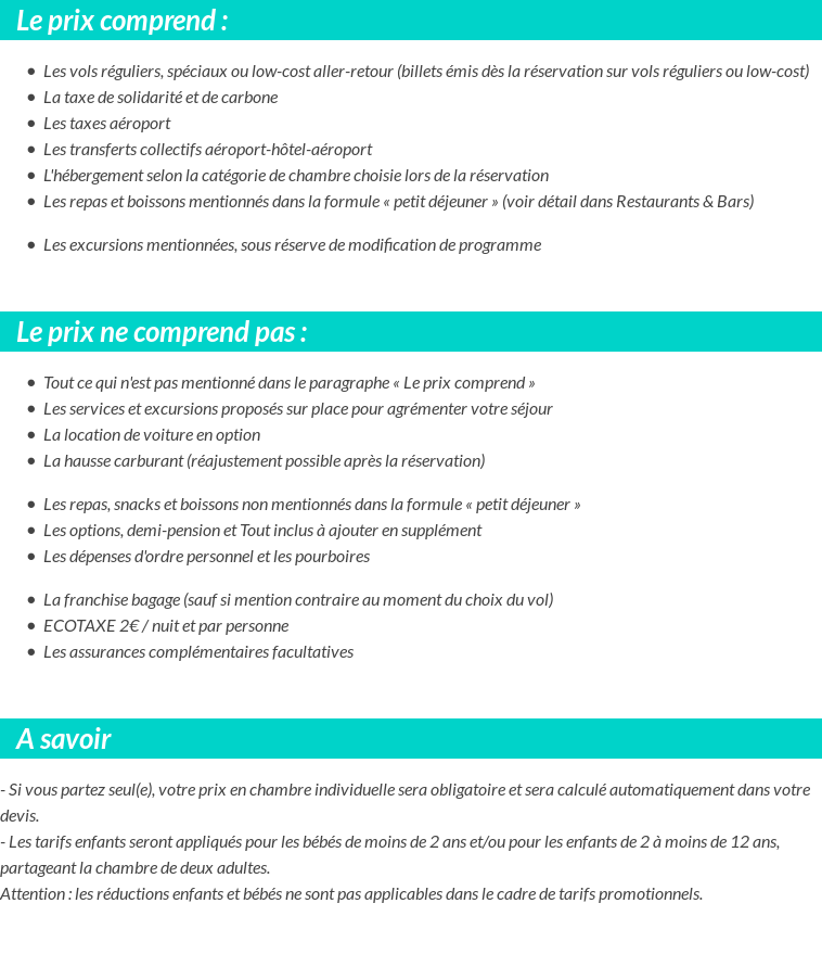 Conditions tarifaires