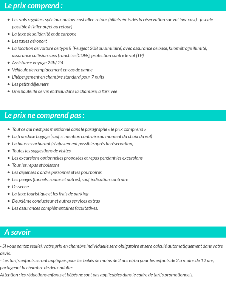 Conditions tarifaires
