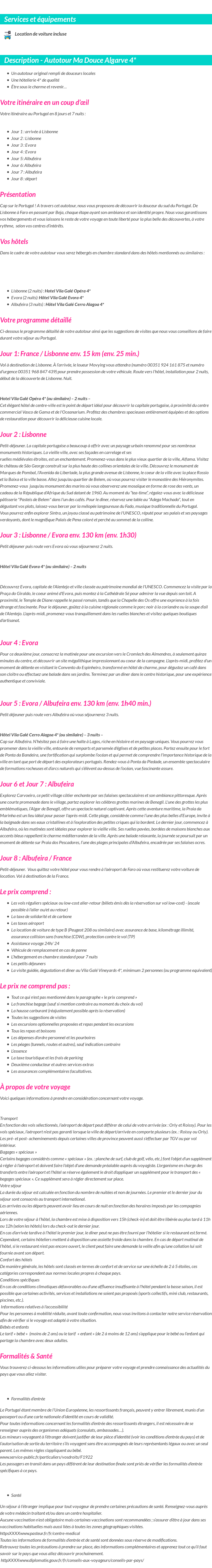 Détails du séjour