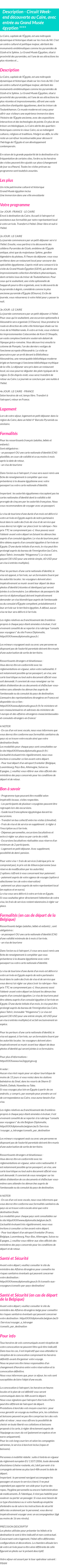 Détails du séjour