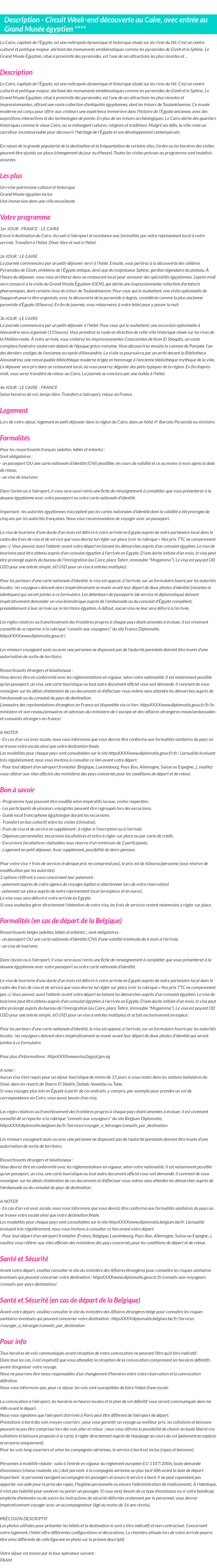 Détails du séjour