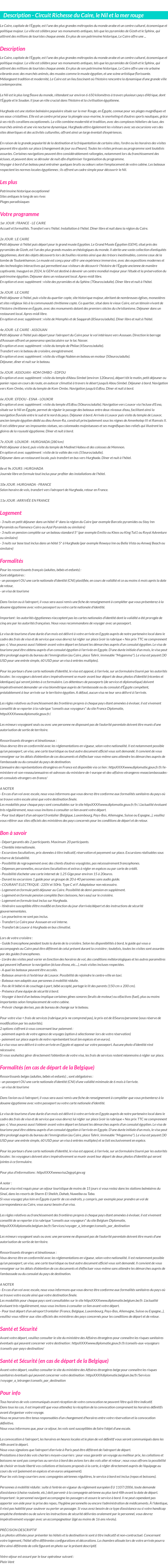 Détails du séjour