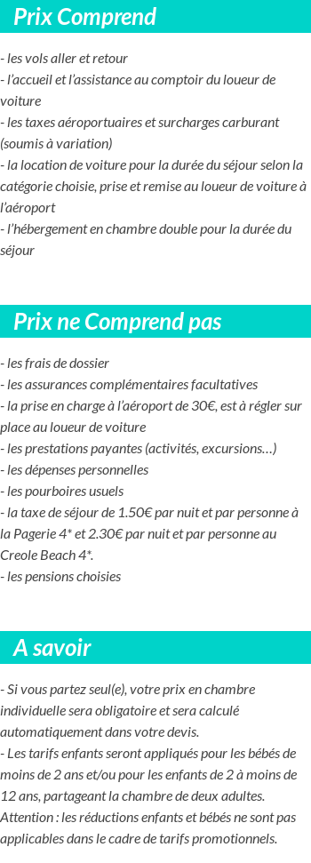 Conditions tarifaires