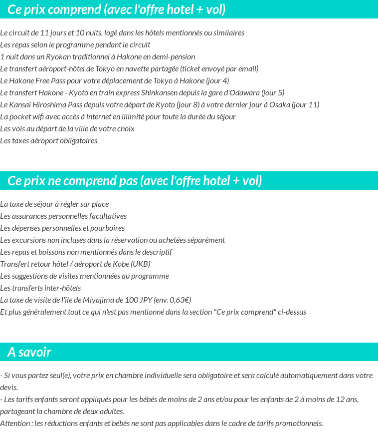 Conditions tarifaires
