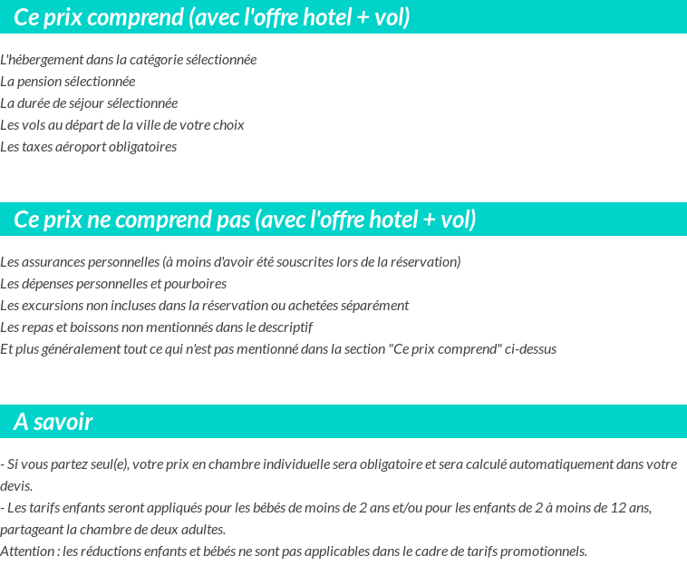 Conditions tarifaires