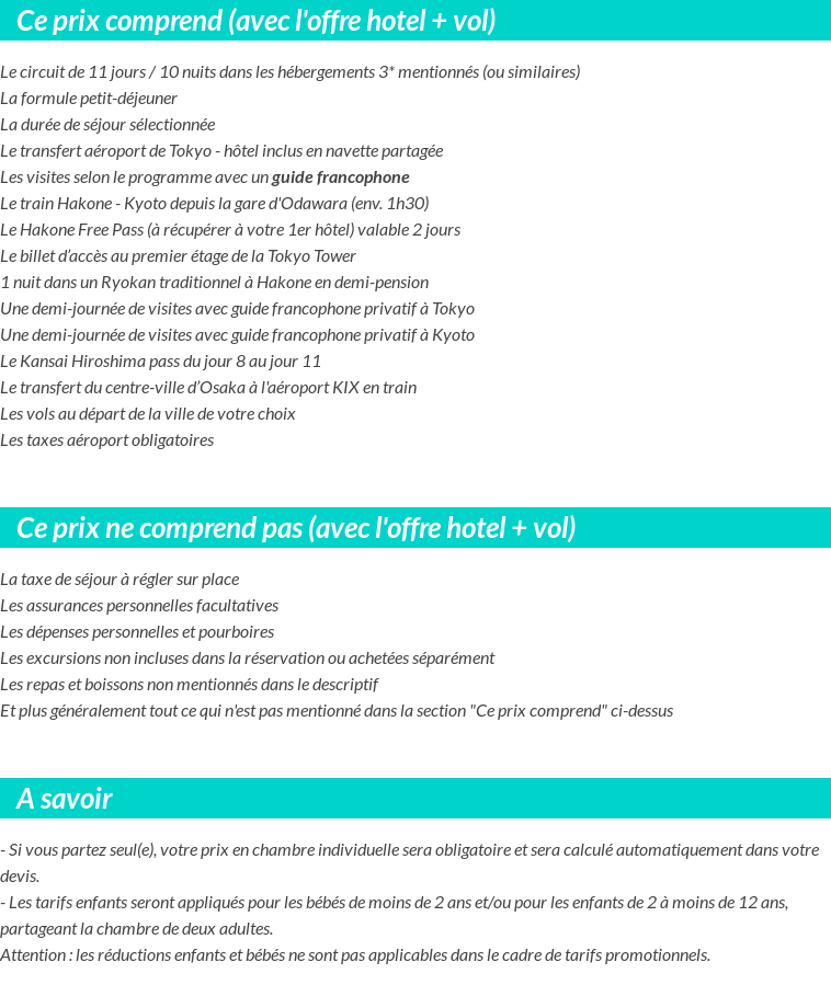 Conditions tarifaires