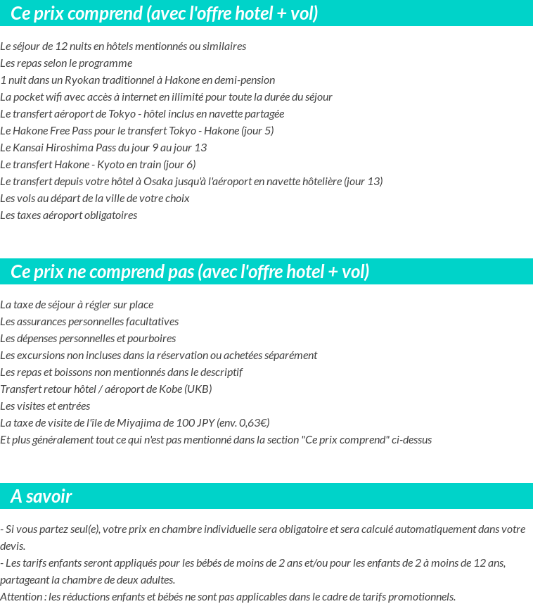 Conditions tarifaires