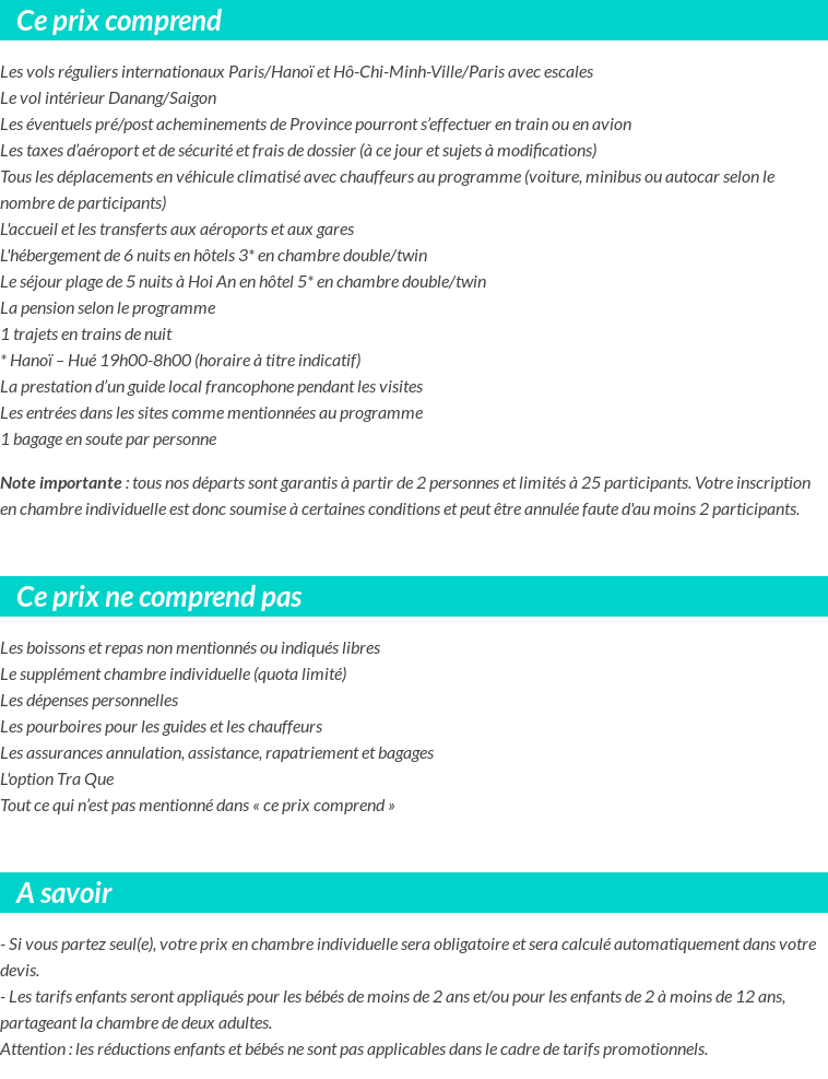 Conditions tarifaires