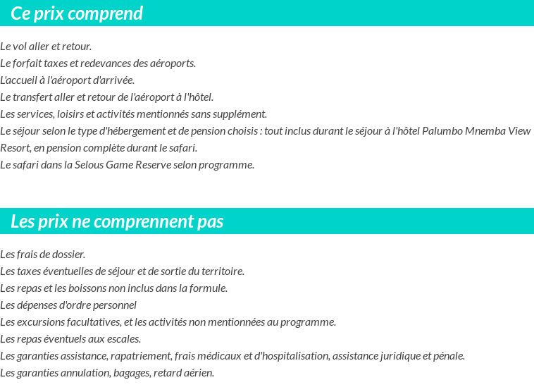 Conditions tarifaires