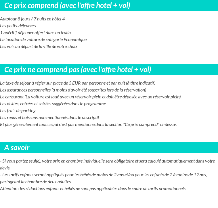 Conditions tarifaires